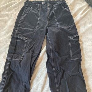 UO BDG Black White Stitching Skater Cargo Jeans